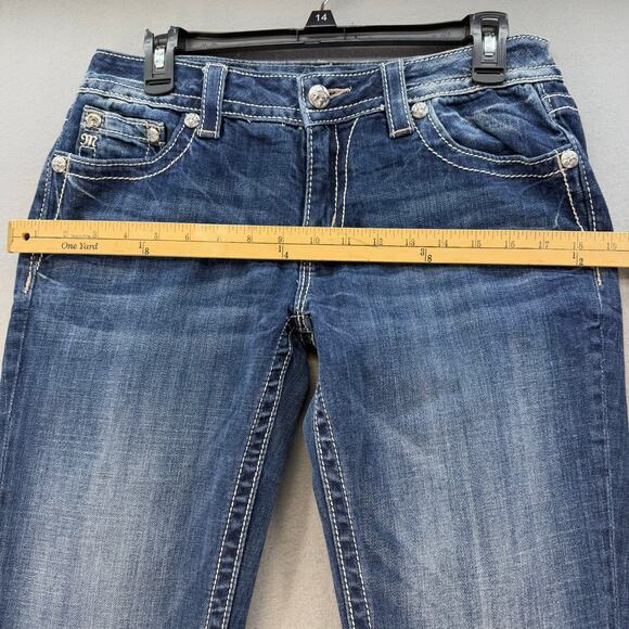 Miss Me Jeans Women's 29x34 (8) Blue Relaxed Boot Cut Crosses Western Bling - Picture 12 of 15